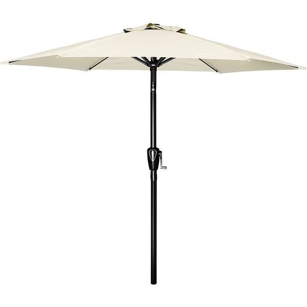 Unbranded 7.5 ft. Patio Umbrella Market Yard Umbrella with Push Button Tilt/Crank, 6 Sturdy Ribs for Garden, Deck, in Beige