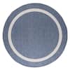 Beverly Rug Waikiki Blue/White 7 ft. Round Bordered Indoor/Outdoor Area ...