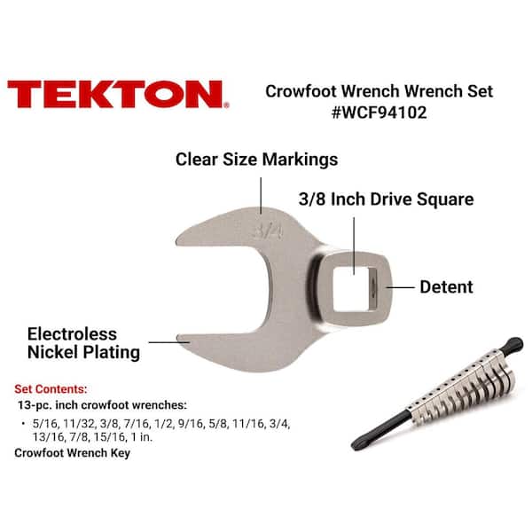 5/16-1 in. 3/8 in. Drive Crowfoot Wrench Set with Key (13-Piece)