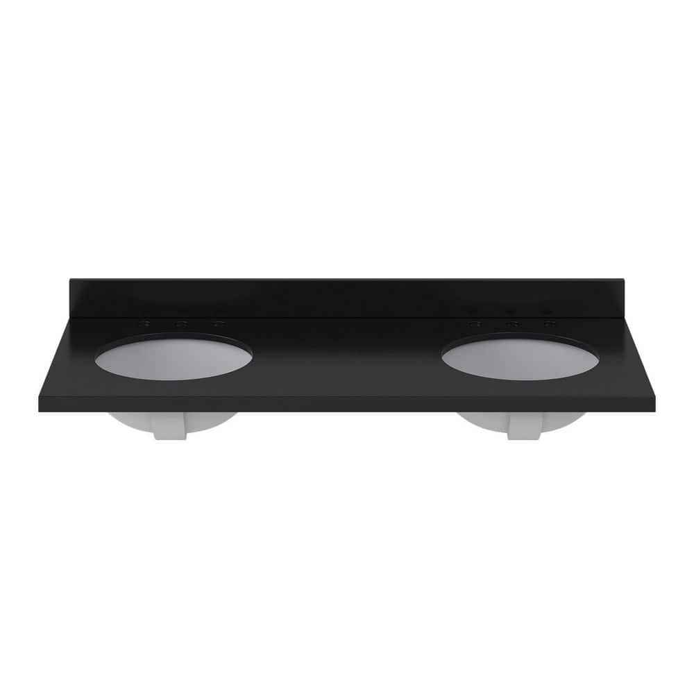 60 in. W x 22 in. D Quartz White Round Double Sink Bathroom Vanity Top with 1.5 in. Thick Miter Edge in Carbon Black price history on PriceWatchPro
