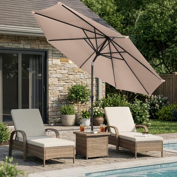 black and white patio umbrella with stand Lights with its tilt and Living Accents 9' Outdoor outdoor-living Umbrella colors:Gray