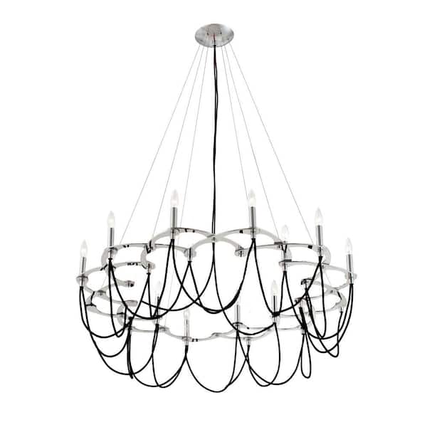 Eurofase Triumph Collection 12-Light Chrome and Black Chandelier-DISCONTINUED