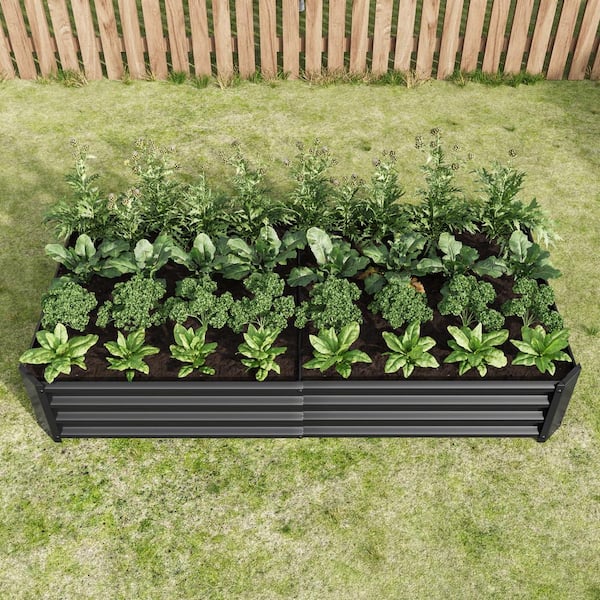 AUTMOON Raised Garden Bed Outdoor 6 x 3 x 1 ft. Metal Raised Rectangle Planter Beds for Plants Vegetables and Flowers Black