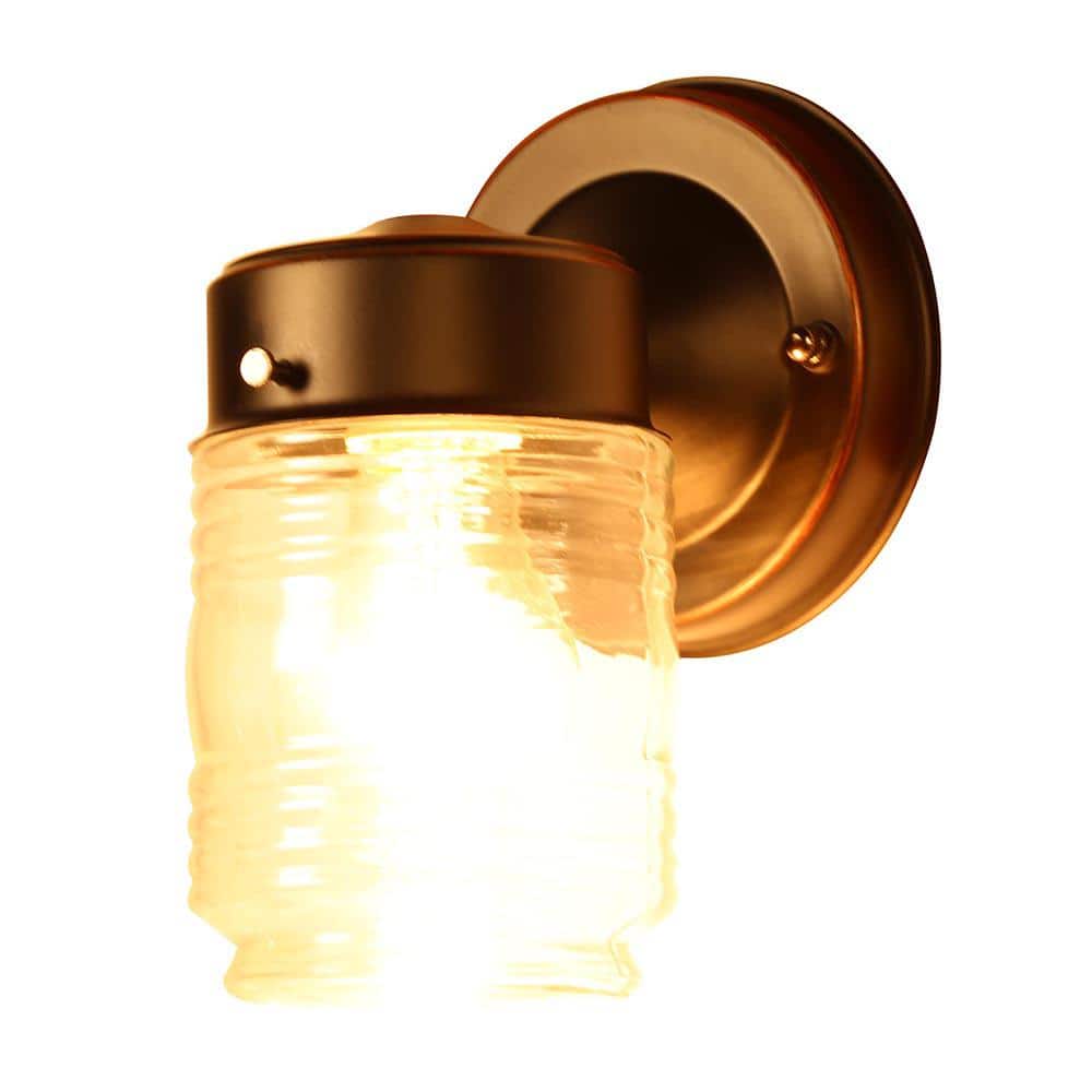 Cozy Glow Bronze Jelly Jar Direct Wired Sconce, Dimmable