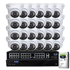 32-Channel 5MP 8TB NVR Security Camera System w/ 24 Wired Turret Cameras 3.6 mm Fixed Lens Built-In Mic Human Detection