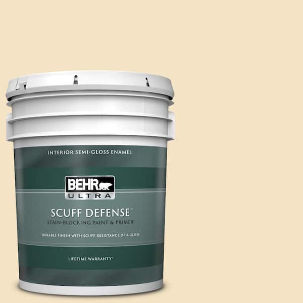 BEHR ULTRA 5 gal. #PPU6-10 Cream Puff Extra Durable Semi-Gloss Enamel Interior Paint & Primer