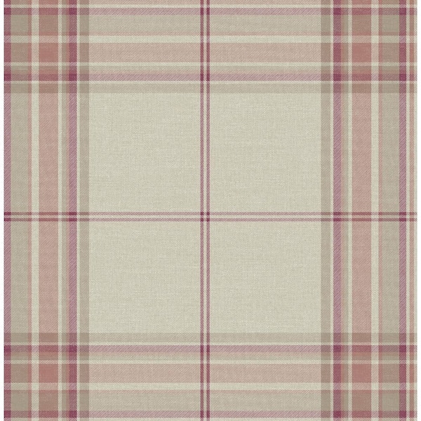 A-Street Prints Westley Magenta Red Plaid Wallpaper Sample