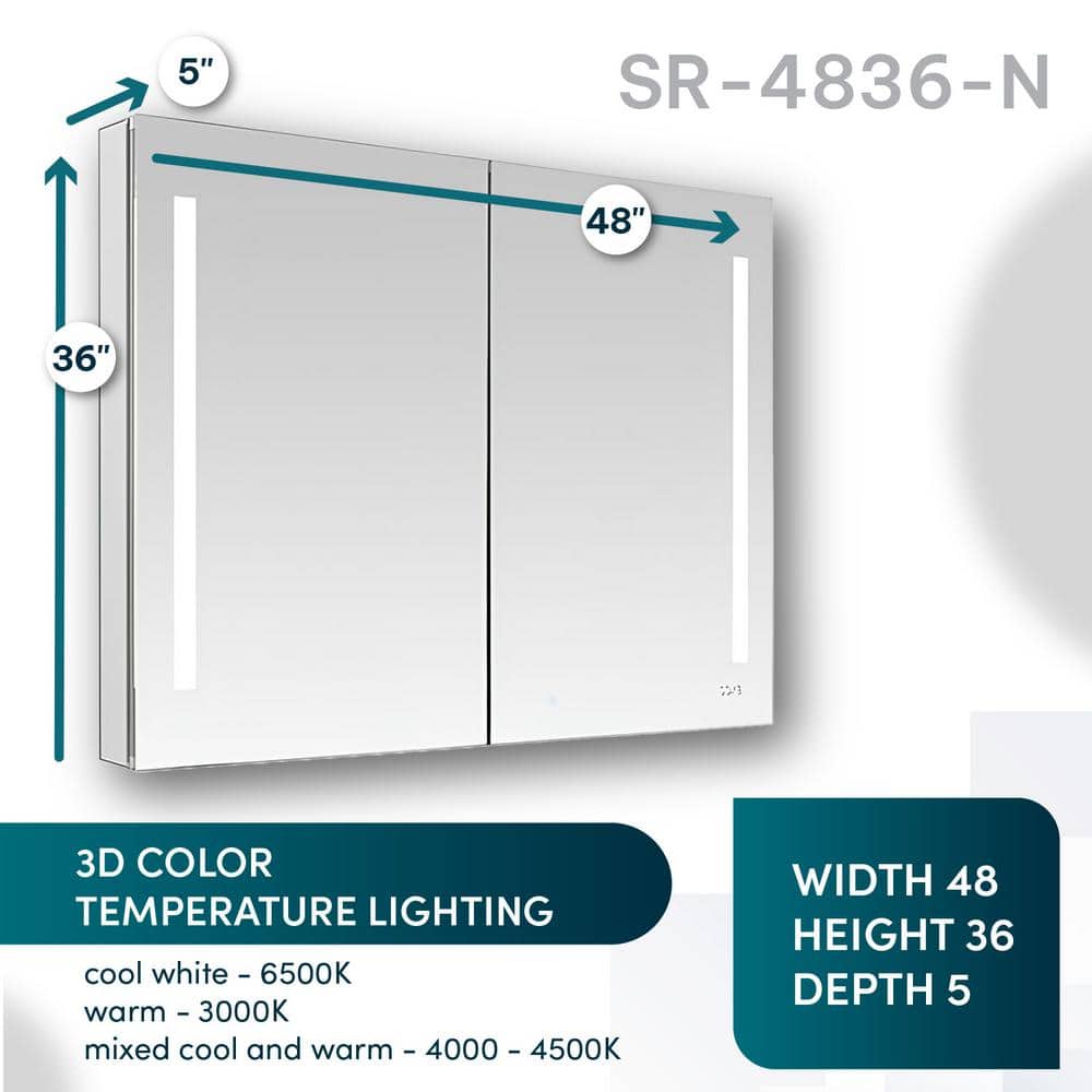 Signature Royale 48" x 36" LED Lighted Aluminum Medicine Cabinet
