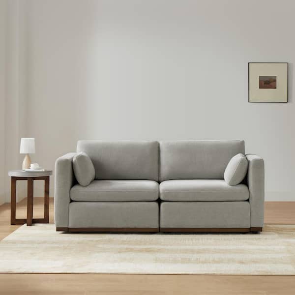 Spruce & Spring Galatea Dove Gray Fabric Modern Side Chair with Legs with Wood Frame