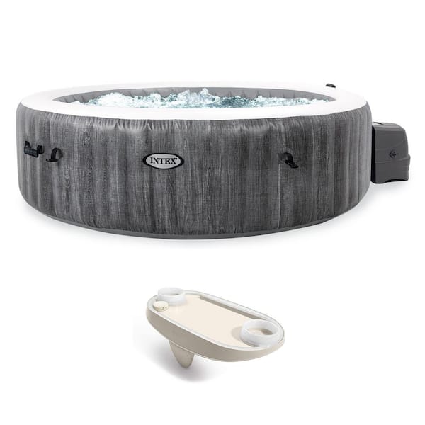 PureSpa Plus Inflatable 6-Person 140 Jets Hot Tub Plus Tray Accessory with LED Light Strip
