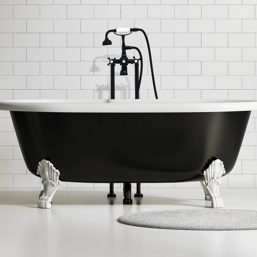 Matte Black Vintage Style Freestanding Tub Faucet with Handshower