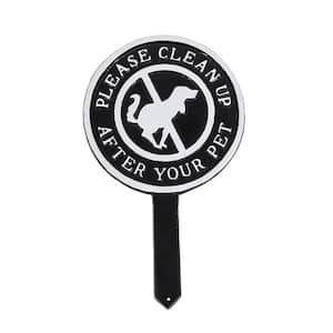 Please Clean Up After Your Pet Statement Plaque with 4.5 in. Lawn Stake - Black/Silver