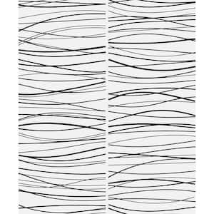 Black Wave Lines Vinyl Peel and Stick Wallpaper Roll (Covers 31.35 sq. ft.)