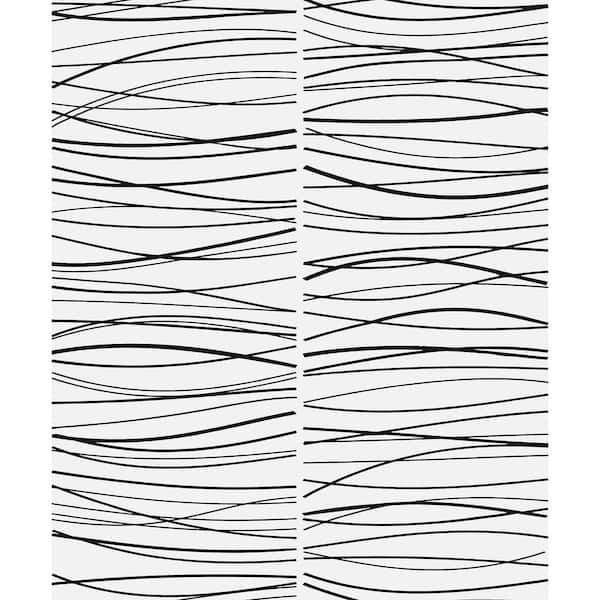 NextWall Black Wave Lines Vinyl Peel and Stick Wallpaper Roll (Covers 31.35 sq. ft.)
