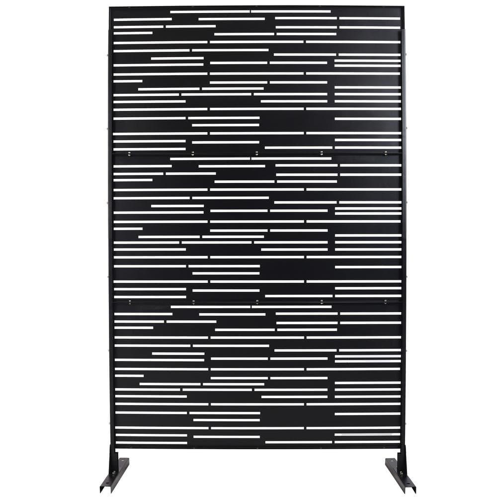76 in. H Black Steel Garden Fence Freestanding Decorative Patterns Privacy Screen price history on PriceWatchPro