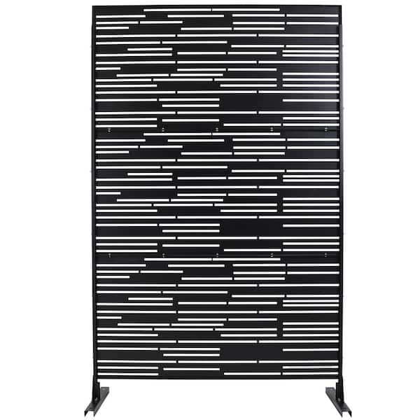 Staykiwi 76 in. H Black Steel Garden Fence Freestanding Decorative Patterns Privacy Screen