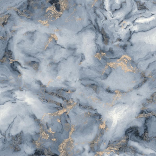 Merrick Navy Blue Marble Wallpaper Sample