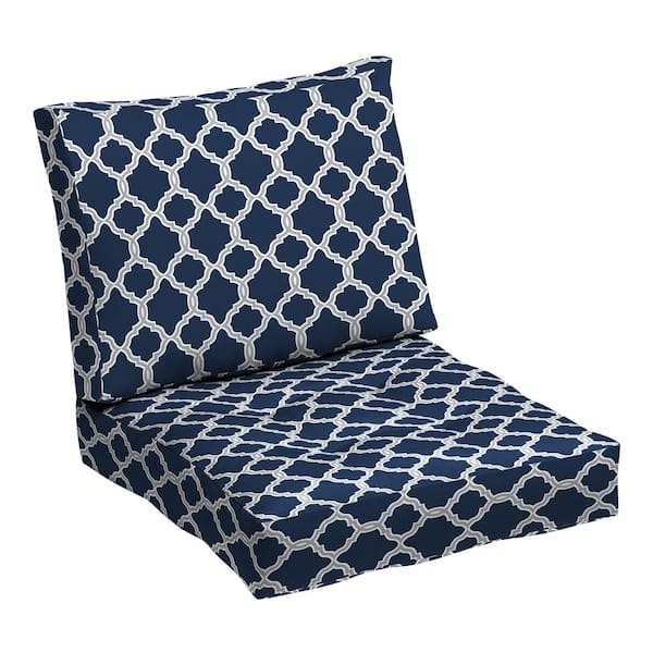 ARDEN 18 x 24 EarthFIBER Outdoor Tufted Blowfill Deep Seating Lounge Chair Cushion Set, Sapphire Blue Garden Trellis