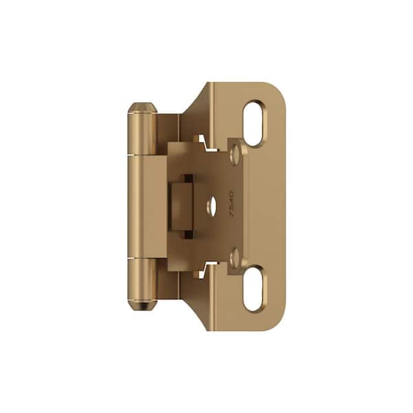 Amerock Champagne Bronze 1/4 in (6 mm) Overlay Self Closing, Partial Wrap Cabinet Hinge (2-Pack)
