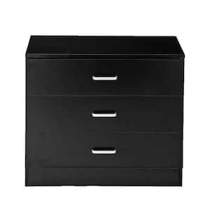 3-Drawer Black Chest of Drawers 26 in. W x 13 in D x 22 in. H