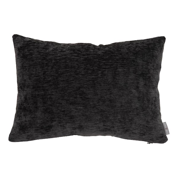 EverGrace Dainty Chenille Reverse to Linen Lumbar 20 in. x 14 in. Black Beauty