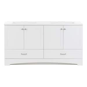 Lancaster 61 in. Double Sink White Bath Vanity with White Cultured Marble Top (Assembled)