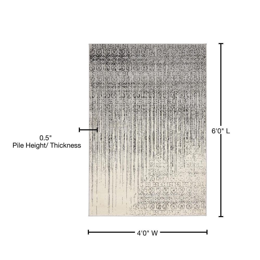 Gray Tufted Synthetic Reversible 4' x 6' Rectangular Rug