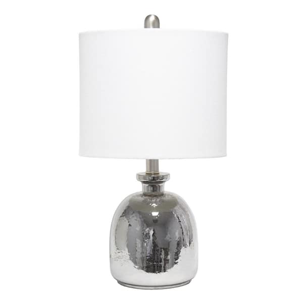 Elegant Designs 20 in. Silvery Glass Table Lamp with White Shade