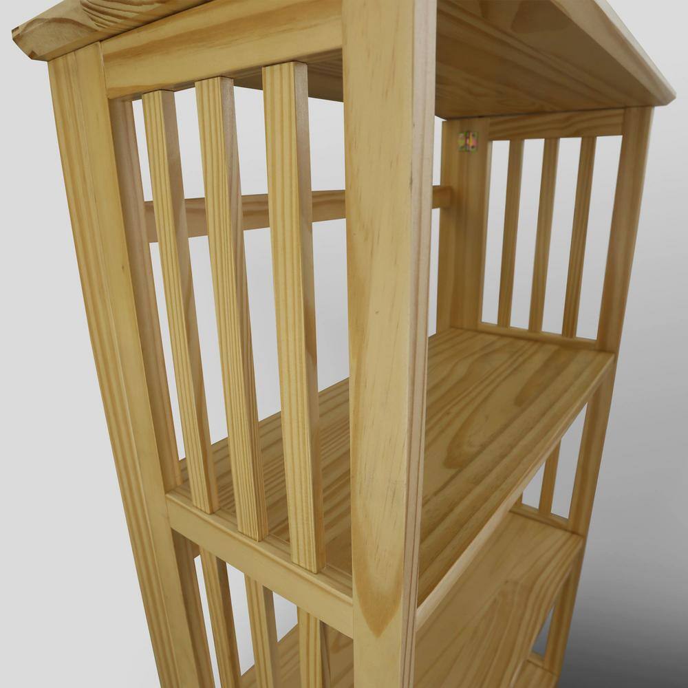 Soho Natural Brown 4-Shelf Solid Wood Folding Bookcase