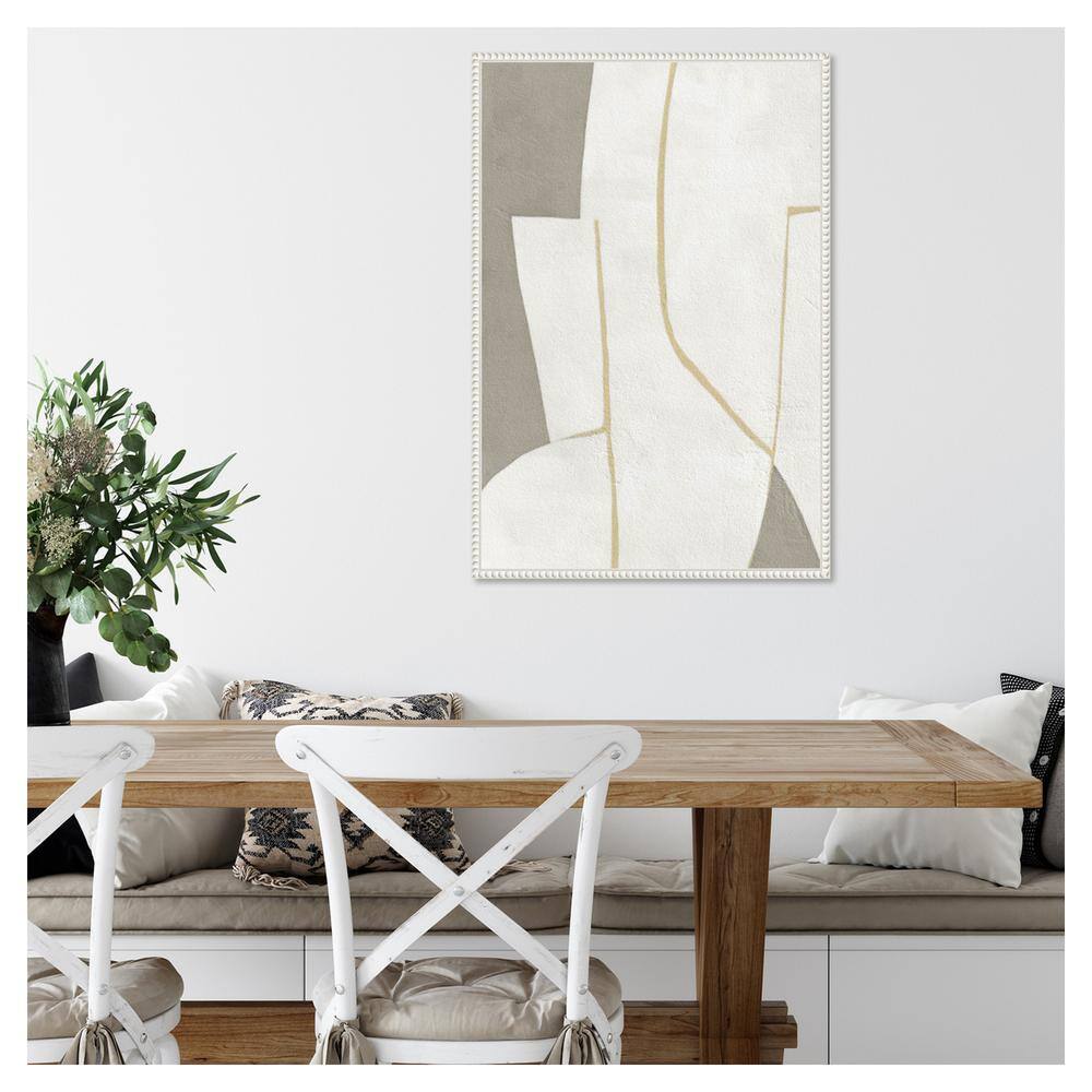 Beaded White and Gray Abstract Canvas Wall Art