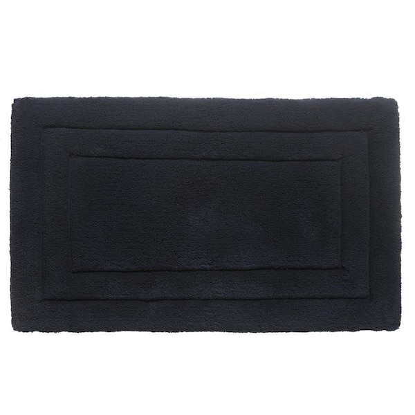 Unbranded Double Border Ringspun Cotton Xavier Navy 20 in. x 34 in. Bath Accent Rug