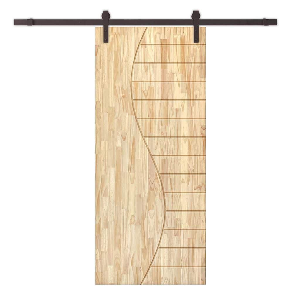 36 in. x 84 in. Natural Pine Wood Unfinished Interior Sliding Barn Door with Hardware Kit price history on PriceWatchPro