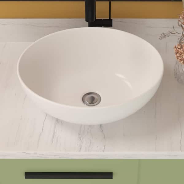 16 in. Vessel Oval Bathroom Sink in White Ceramic
