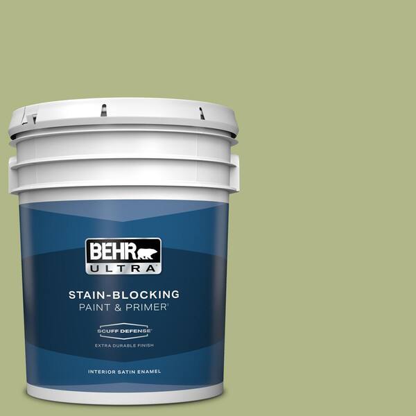 BEHR ULTRA 5 gal. #PPU10-07 Lima Green Extra Durable Satin Enamel Interior Paint & Primer