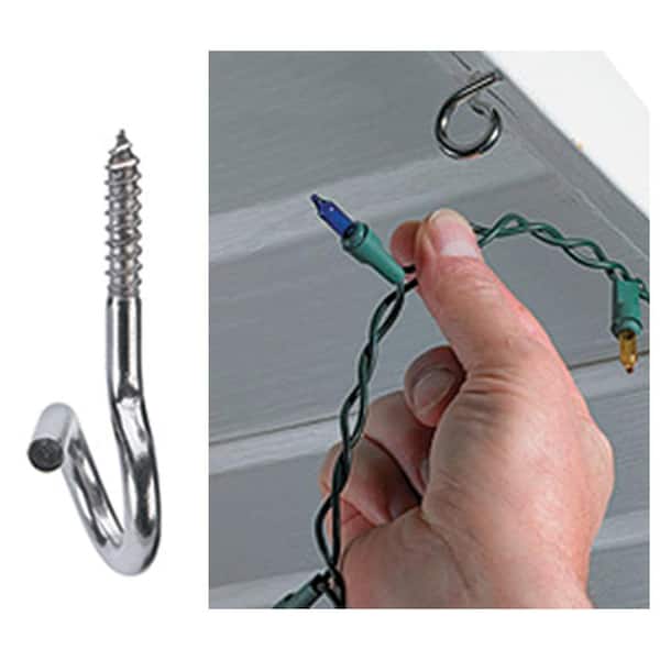 304 Stainless Steel Screw-In Hooks, Metal Hooks, Heavy-Duty Screw Eye Hooks, Wood Terminal Ring Eye Hooks,Christmas Lighting Hook (26 Pcs +1 Pcs 1/4