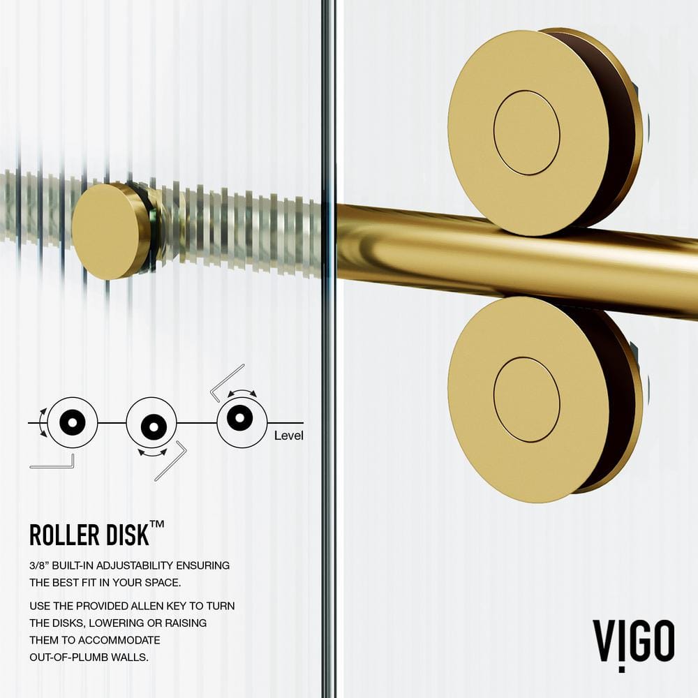 Matte Brushed Gold Frameless Sliding Shower Door with Fluted Glass