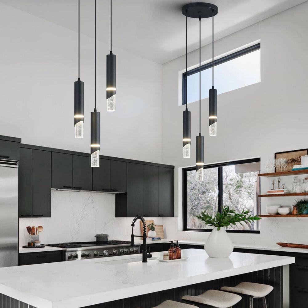 Home Lighting 18W Black 3-Light Modern Crystal Integrated LED Pendant Light Over Sink for Kitchen Island(JP-3126) price history on PriceWatchPro