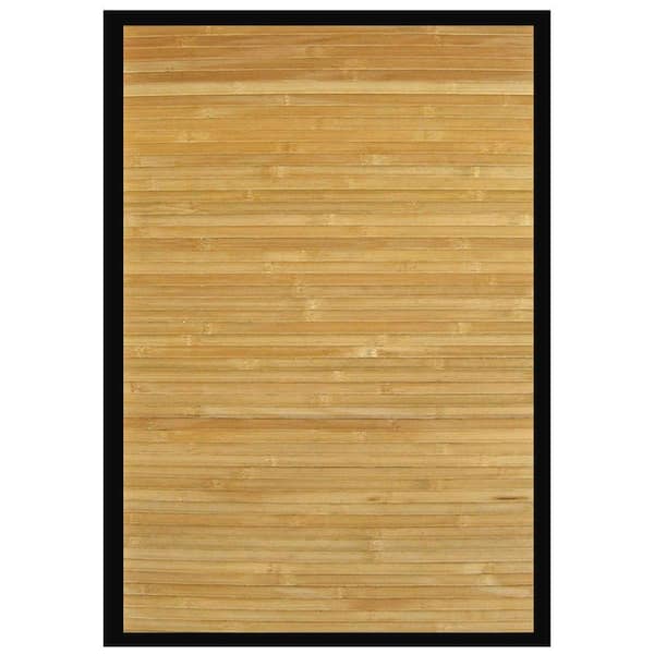 Anji Mountain Contemporary Natural Light Brown with Black Border 2 ft. x 3 ft. Area Rug