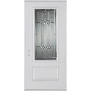 32 in. x 80 in. Orleans Zinc 3/4 Lite 1-Panel Painted White Right-Hand Inswing Steel Prehung Front Door