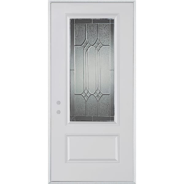 Stanley Doors 32 in. x 80 in. Orleans Zinc 3/4 Lite 1-Panel Painted White Right-Hand Inswing Steel Prehung Front Door
