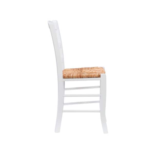 Makai White Rush Seat Ladderback Wood Dining Side Chair Set of 2