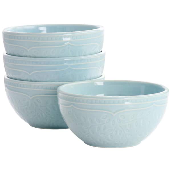 HOMETRENDS Alemany 26fl. oz. 6.2in Aqua Blue Stoneware Cereal Bowl Set of 4
