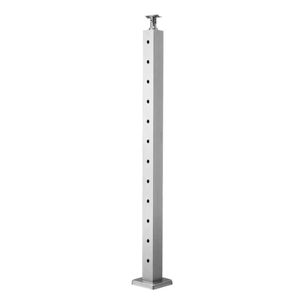 Cable Railing Post, w/Holes and Bracket,2 in. W x 3.5 ft. L White Stainless Steel Cable for Cable Railing System(1-Pack)