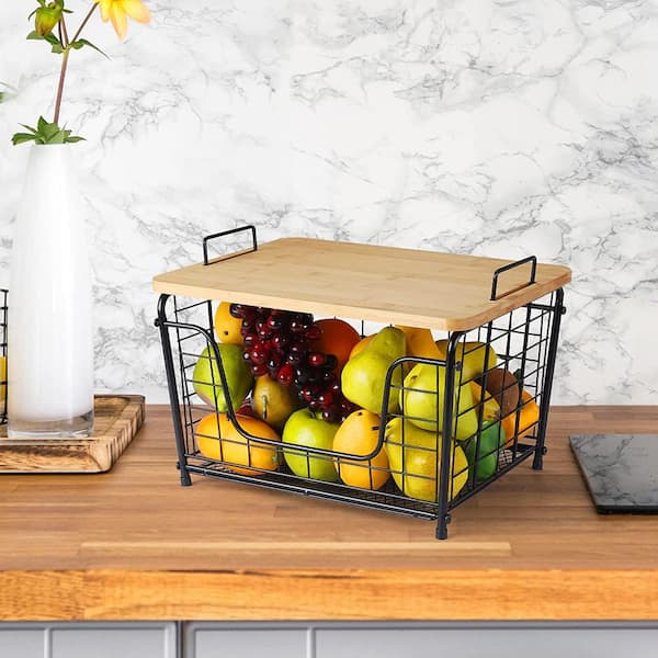 1pc Fruit Basket, 2/3 Tier Fruit Bowl, Kitchen Counter Metal Wire Storage  Basket, Fruits Stand Holder Organizer For Bread Snack Veggies Produce, Displ