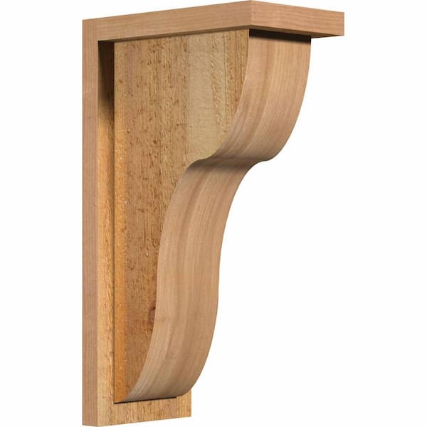 Ekena Millwork 6 in. x 10 in. x 18 in. Western Red Cedar Carmel Rough Sawn Corbel with Backplate