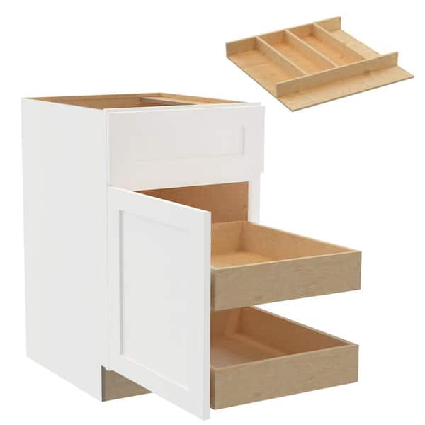 Home Decorators Collection Newport 21 in. W x 24 in. D x 34.5 in. H Assembled Plywood Base Kitchen Cabinet in Pacific White with 2ROT Utility LH