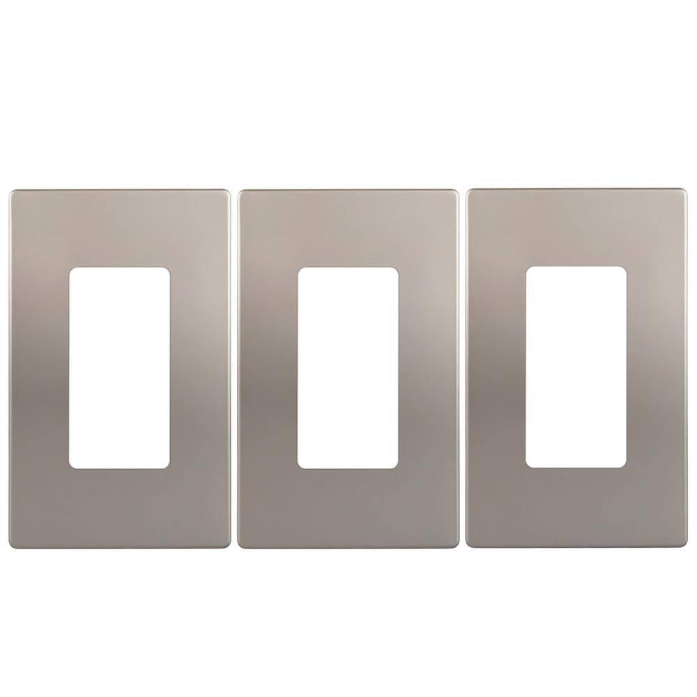 Elite Series 1-Gang 4.68 in. H x 2.93 in. L, Screwless Decorator Wall Plate, Nickel- (3-Pack) price history on PriceWatchPro