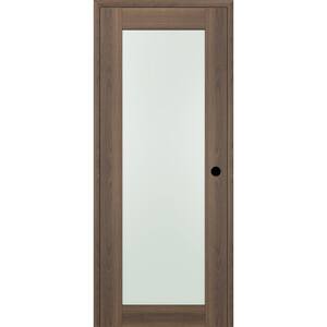 24 in. x 96 in. Left-Hand Solid Composite Core Full Lite Frosted Glass Pecan Nutwood Wood Single Prehung Interior Door