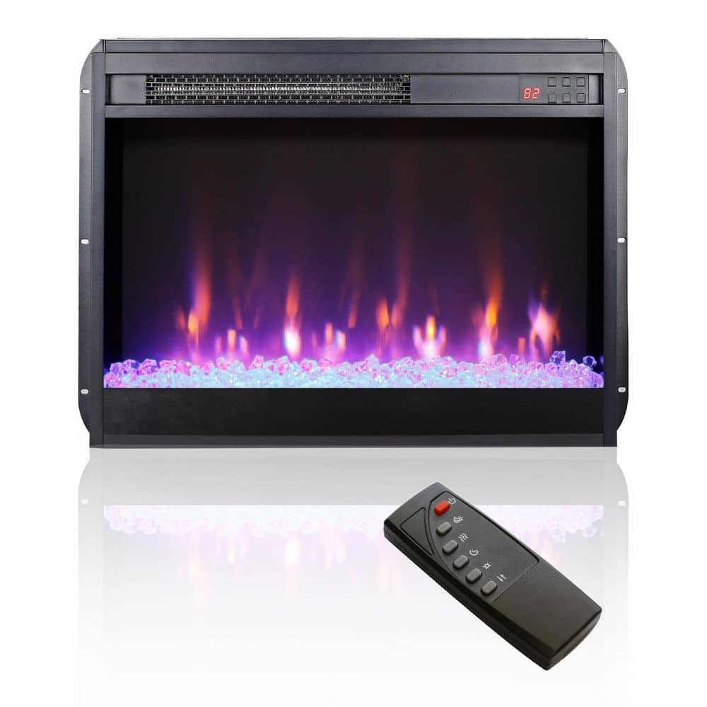 23.98 in. 1400-Watt Black 5000 BTU Recessed Electric Fireplace Utility Convection Infrared Space Heater with Remote price history on PriceWatchPro