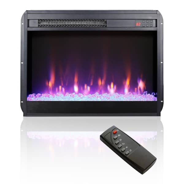 23.98 in. 1400-Watt Black 5000 BTU Recessed Electric Fireplace Utility Convection Infrared Space Heater with Remote